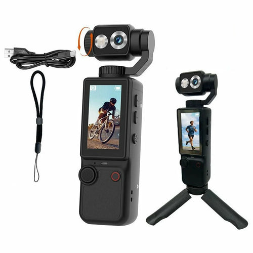 Q8 Action Camera 4K Video Recording 180 Degree Rotating Lens Auto Focus Mini Handheld Sports Cam (without Memory Card) - Black - 1