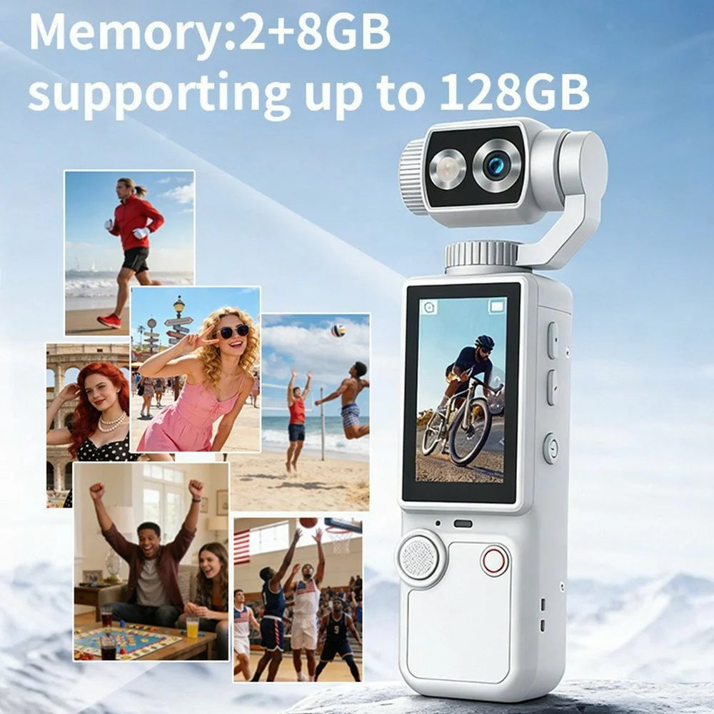 Q8 Action Camera 4K Video Recording 180 Degree Rotating Lens Auto Focus Mini Handheld Sports Cam (without Memory Card) - Black - 2