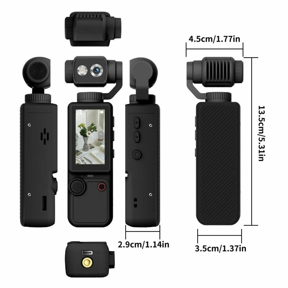 Q8 Action Camera 4K Video Recording 180 Degree Rotating Lens Auto Focus Mini Handheld Sports Cam (without Memory Card) - Black - 7