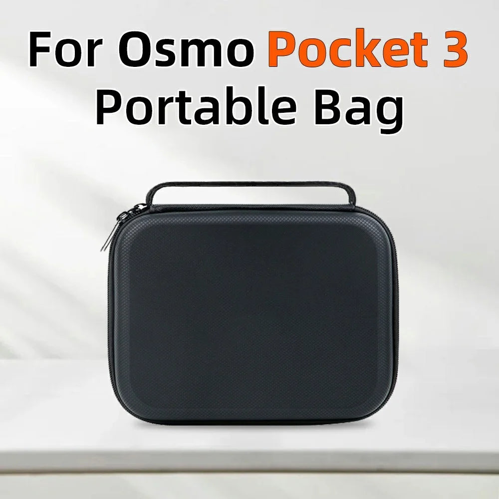 For DJI Osmo Pocket 3 PU Leather Carrying Case with Top Handle Action Camera Portable Storage Bag - Black - 2