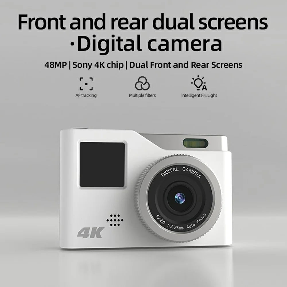 KX20 Digital Camera 48MP Dual Screen 4K Video 8X Zoom Compact Camera for Students Teens Kids - Blue - 4