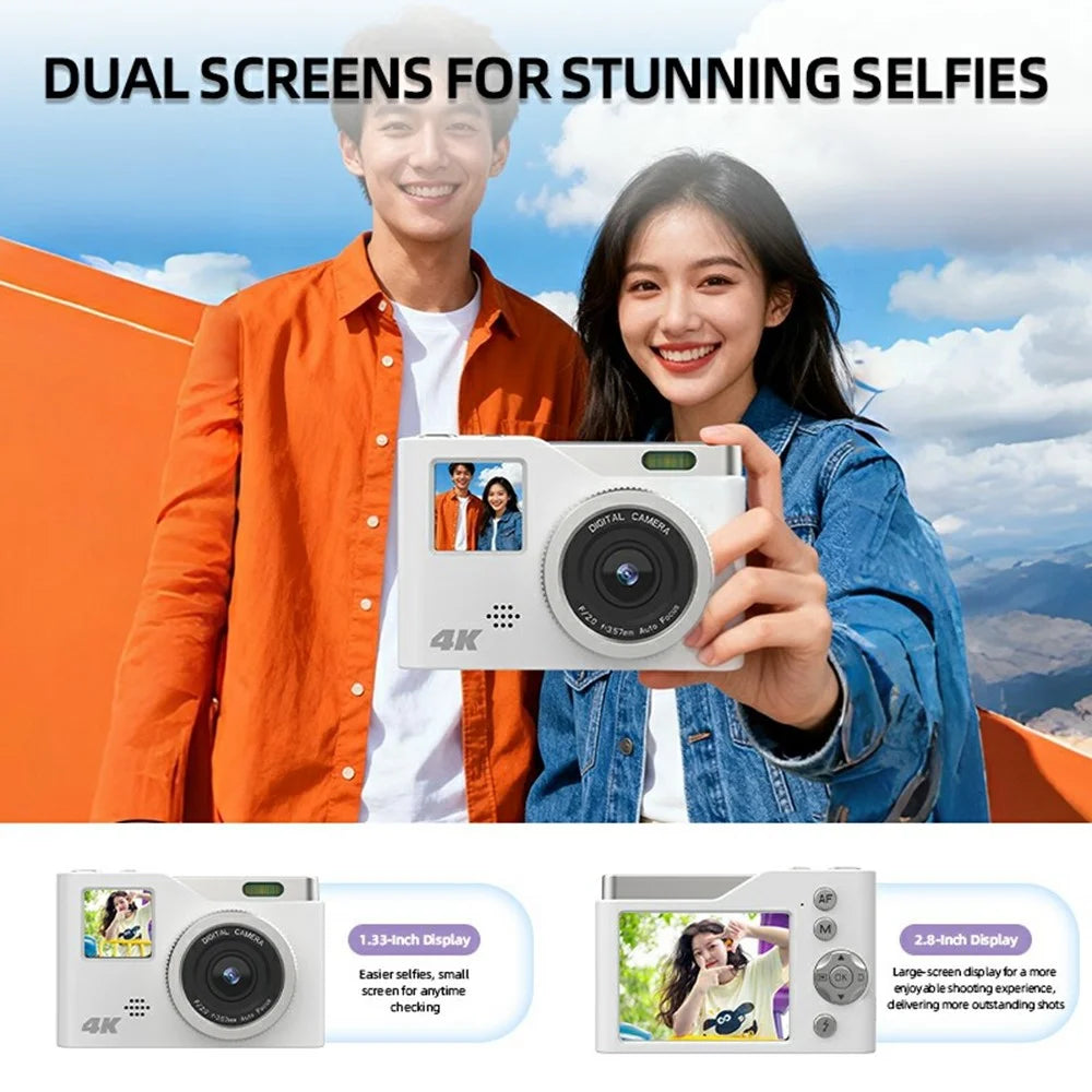 KX20 Digital Camera 48MP Dual Screen 4K Video 8X Zoom Compact Camera for Students Teens Kids - Blue - 6