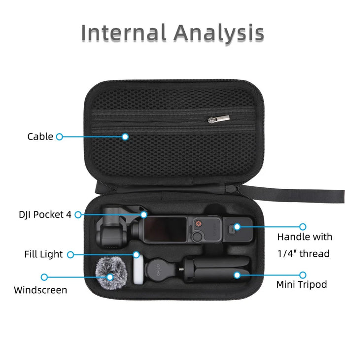 For DJI Osmo Pocket 4 Portable Carrying Case PU Storage Bag Protective Hard Shell - Black - 5
