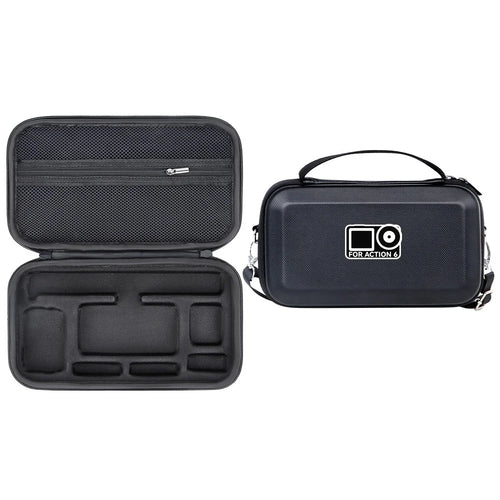 Storage Case for DJI Osmo Action 6 Portable Hard Shell Carrying Bag PU Lycra Waterproof Travel Case - Black  /  Logo - 1