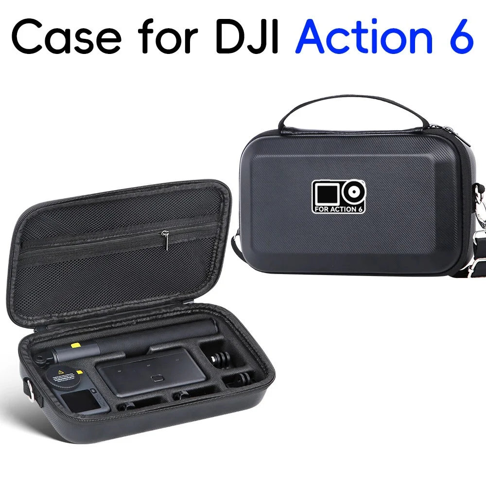 Storage Case for DJI Osmo Action 6 Portable Hard Shell Carrying Bag PU Lycra Waterproof Travel Case - Black  /  Logo - 3