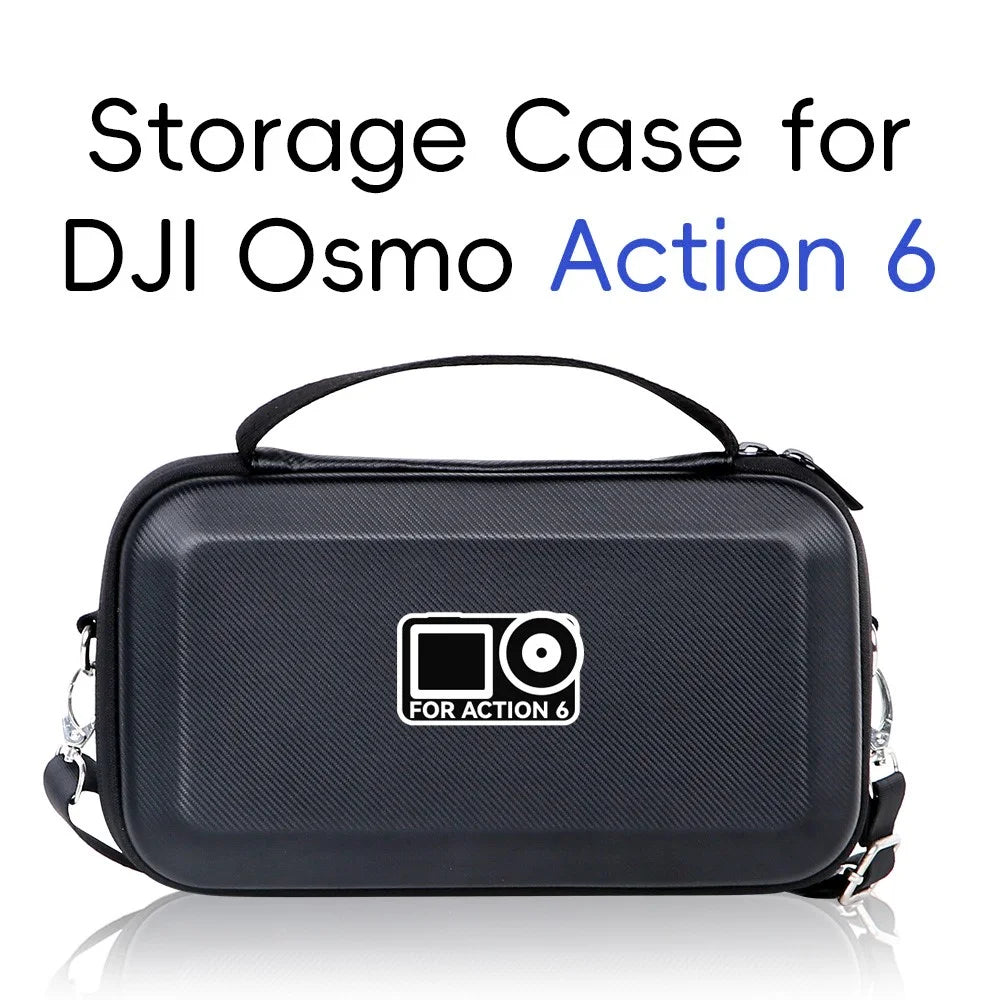 Storage Case for DJI Osmo Action 6 Portable Hard Shell Carrying Bag PU Lycra Waterproof Travel Case - Black  /  Logo - 4