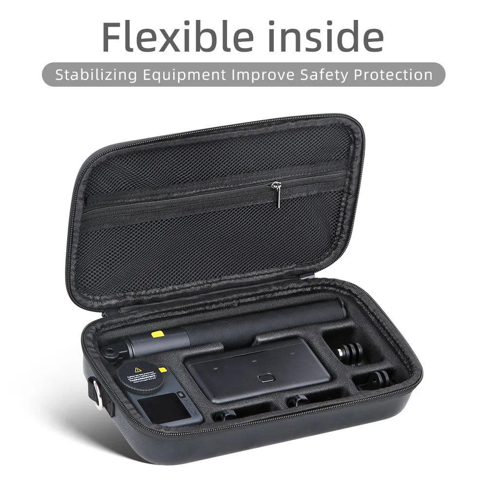 Storage Case for DJI Osmo Action 6 Portable Hard Shell Carrying Bag PU Lycra Waterproof Travel Case - Black  /  Logo - 7