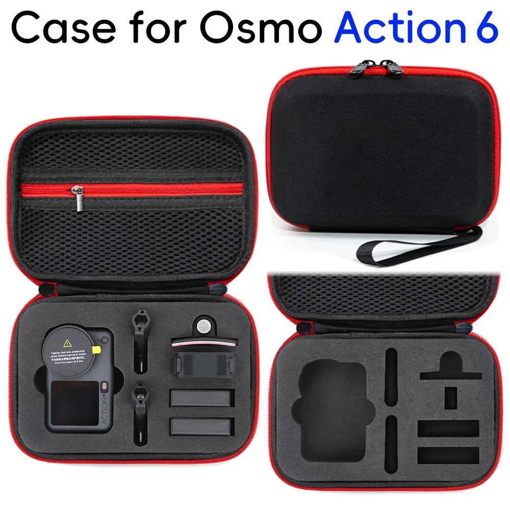 Storage Case for DJI Osmo Action 6 EVA Hard Shell Carrying Case Accessories Organizer Portable Travel Bag - Black - 3
