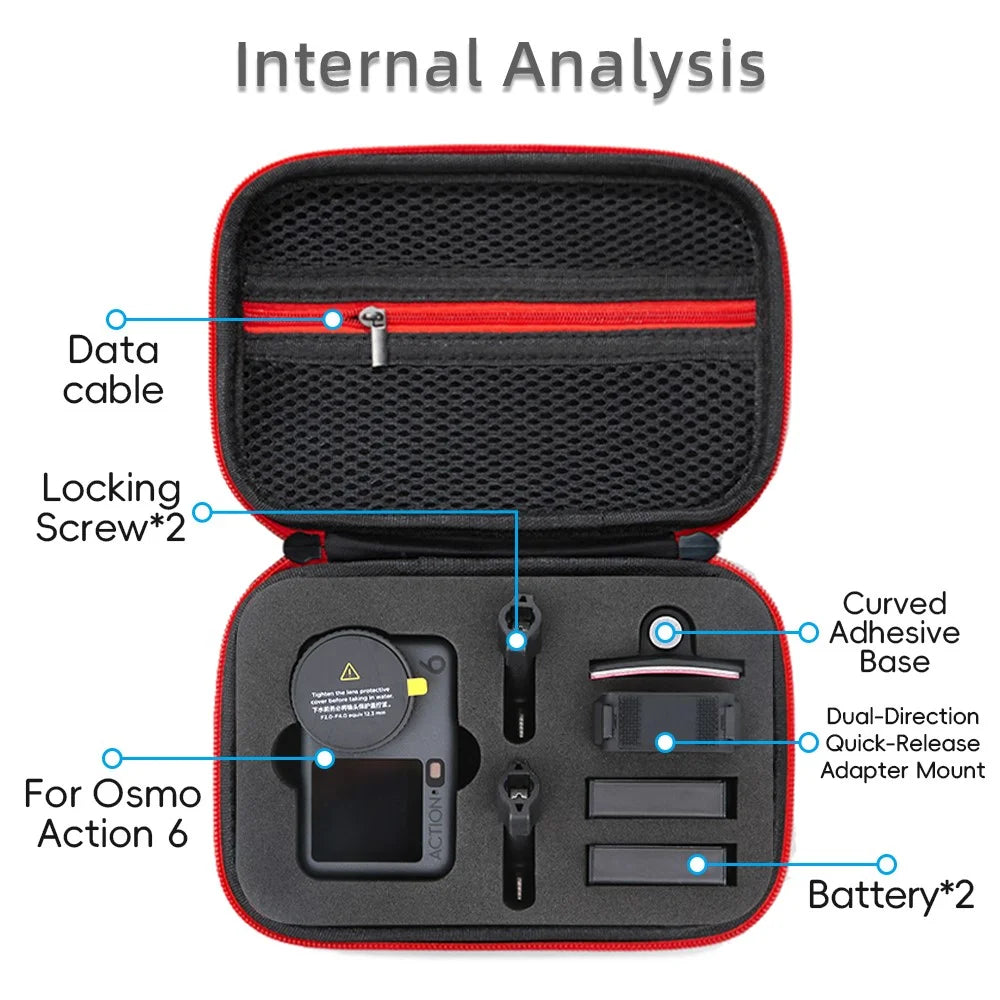 Storage Case for DJI Osmo Action 6 EVA Hard Shell Carrying Case Accessories Organizer Portable Travel Bag - Black - 4
