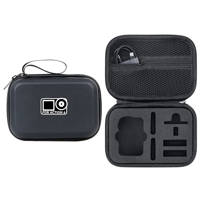 Carrying Case for DJI Osmo Action 6 PU Leather Storage Bag Portable Hard Shell Protective Pouch - Black  /  Logo - 1