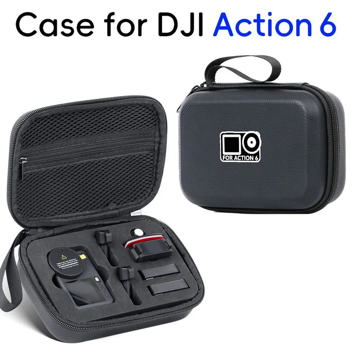 Carrying Case for DJI Osmo Action 6 PU Leather Storage Bag Portable Hard Shell Protective Pouch - Black  /  Logo - 3