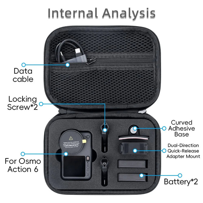 Carrying Case for DJI Osmo Action 6 PU Leather Storage Bag Portable Hard Shell Protective Pouch - Black  /  Logo - 5