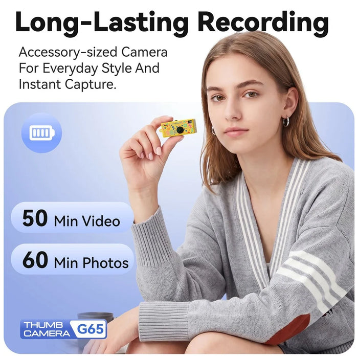 G65 Mini Thumb Camera 1080P HD Pocket Camera 21 Filters LED Flash for Students Outdoor - White - 5