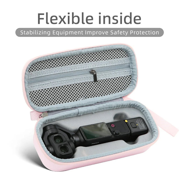 For DJI Osmo Pocket 4P Storage Case PU Leather Shockproof Portable Protective Bag - Pink - 4