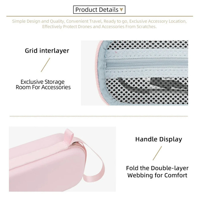 For DJI Osmo Pocket 4P Storage Case PU Leather Shockproof Portable Protective Bag - Pink - 5