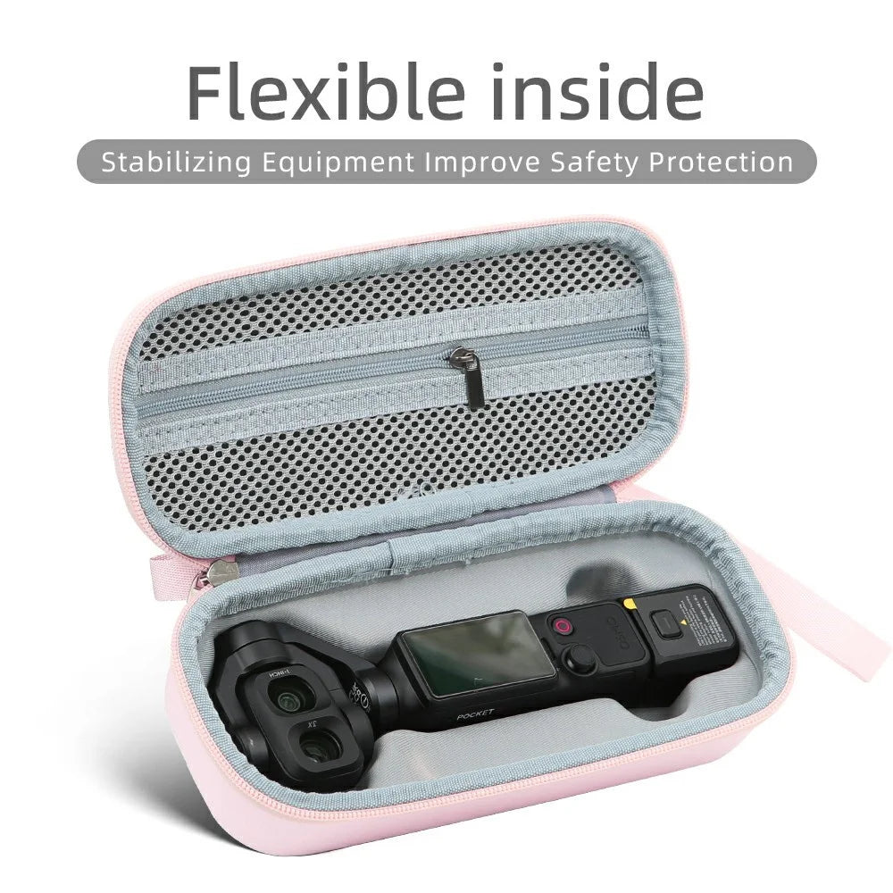 For DJI Osmo Pocket 4P Storage Case with Shoulder Strap PU Leather Portable Protective Bag - Pink - 4