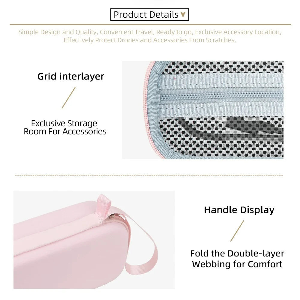 For DJI Osmo Pocket 4P Storage Case with Shoulder Strap PU Leather Portable Protective Bag - Pink - 5