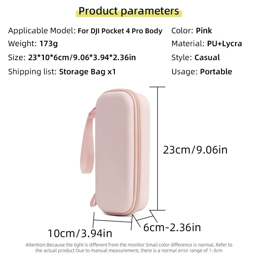 For DJI Osmo Pocket 4P Storage Case with Shoulder Strap PU Leather Portable Protective Bag - Pink - 7