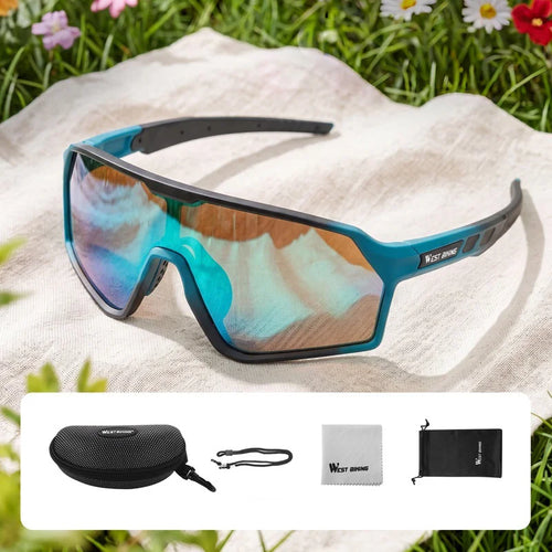 WEST BIKING YP0703201-202 Kids Photochromic Cycling Glasses UV400 Protection Lightweight for Outdoor Sports - Sea Shell Blue - 1