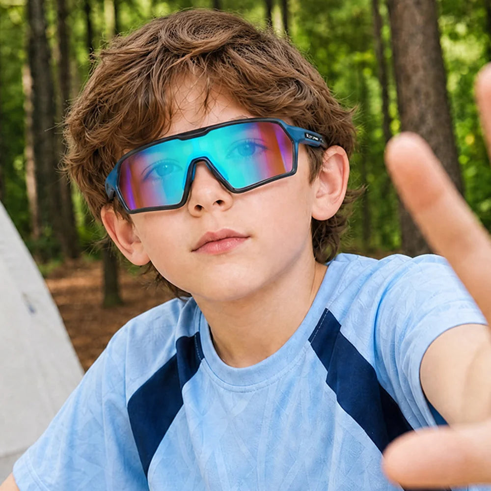 WEST BIKING YP0703201-202 Kids Photochromic Cycling Glasses UV400 Protection Lightweight for Outdoor Sports - Sea Shell Blue - 2