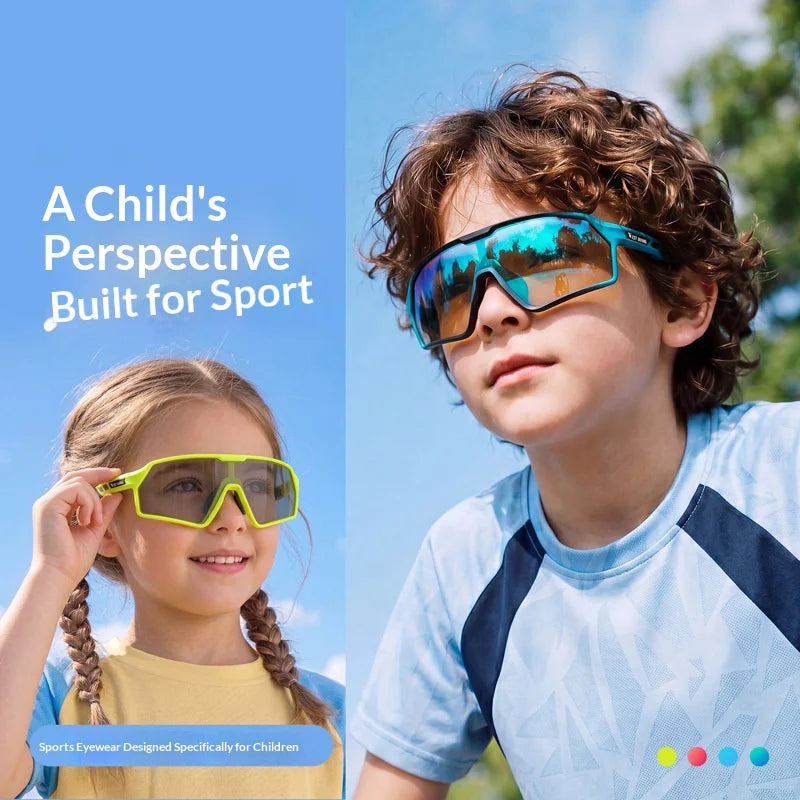 WEST BIKING YP0703201-202 Kids Photochromic Cycling Glasses UV400 Protection Lightweight for Outdoor Sports - Sea Shell Blue - 3