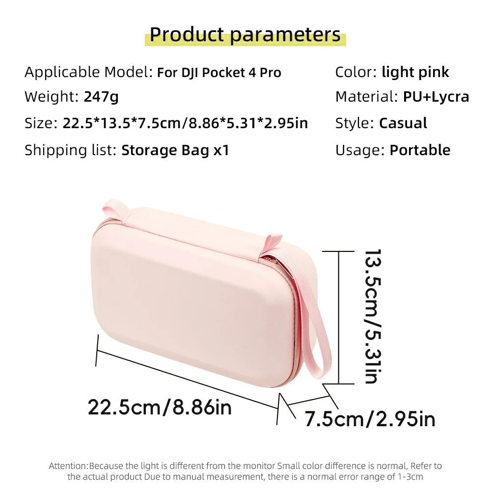 For DJI Osmo Pocket 4P Protective Case PU Lycra EVA Lining Shockproof Anti-Scratch Storage Bag - Pink - 6