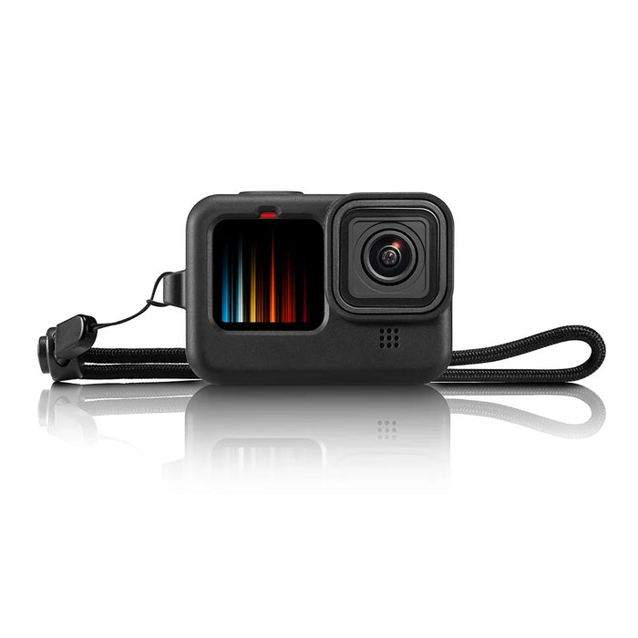 Silicone Case Protector Cover + Lens Cap + Lanyard for GoPro Hero 9 Action Camera - Black - 5