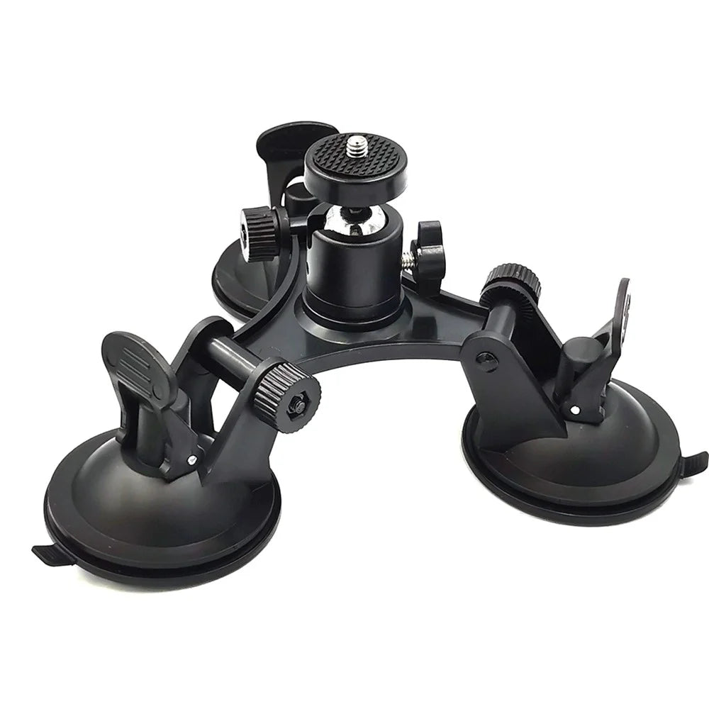Triple Suction Cup Mount with 1/4 Threaded Head 360 Degree Tripod Ball Head - 1
