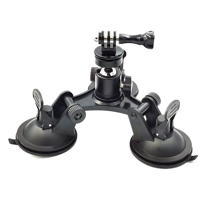 Triple Suction Cup Mount with 1/4 Threaded Head 360 Degree Tripod Ball Head - 2