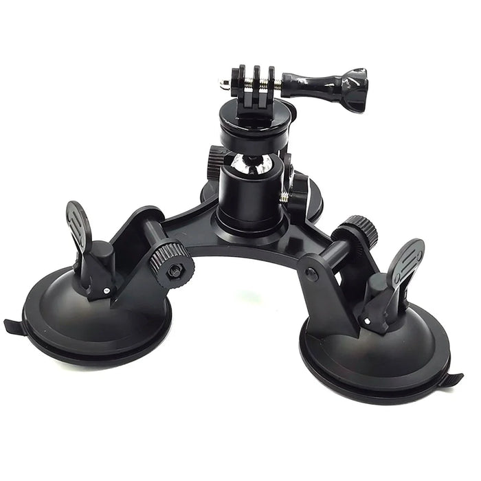 Triple Suction Cup Mount with 1/4 Threaded Head 360 Degree Tripod Ball Head - 5