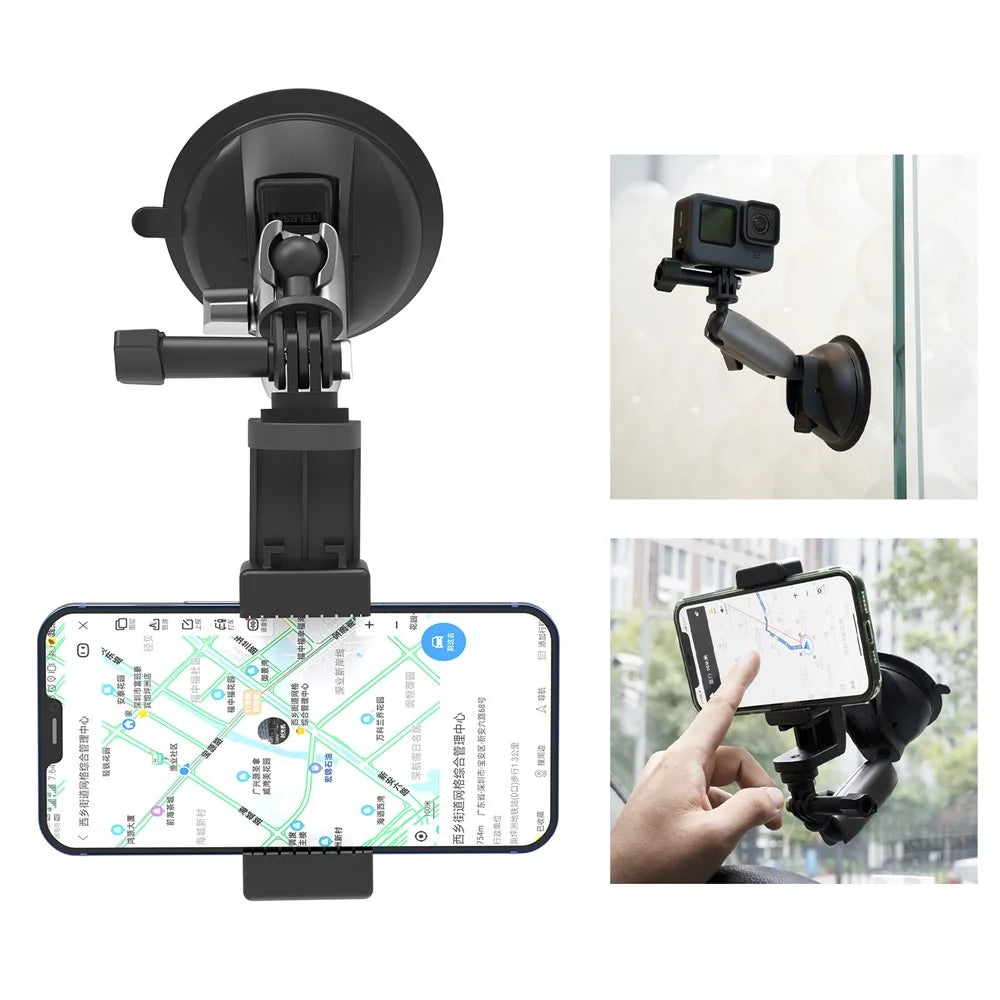 TELESIN TE-SUC-010 Car Phone Holder Suction Cup 360° Adjustable Universal 1/4 Standard Adapter for GoPro Insta360 Osmo Action Camera - 1