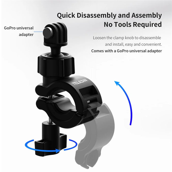 TELESIN DJ-HBM-001 360° Rotation Holder Bike Bicycle Motorcycle Handlebar Mount for GoPro Insta360 Osmo Action Mobile Phone - 3