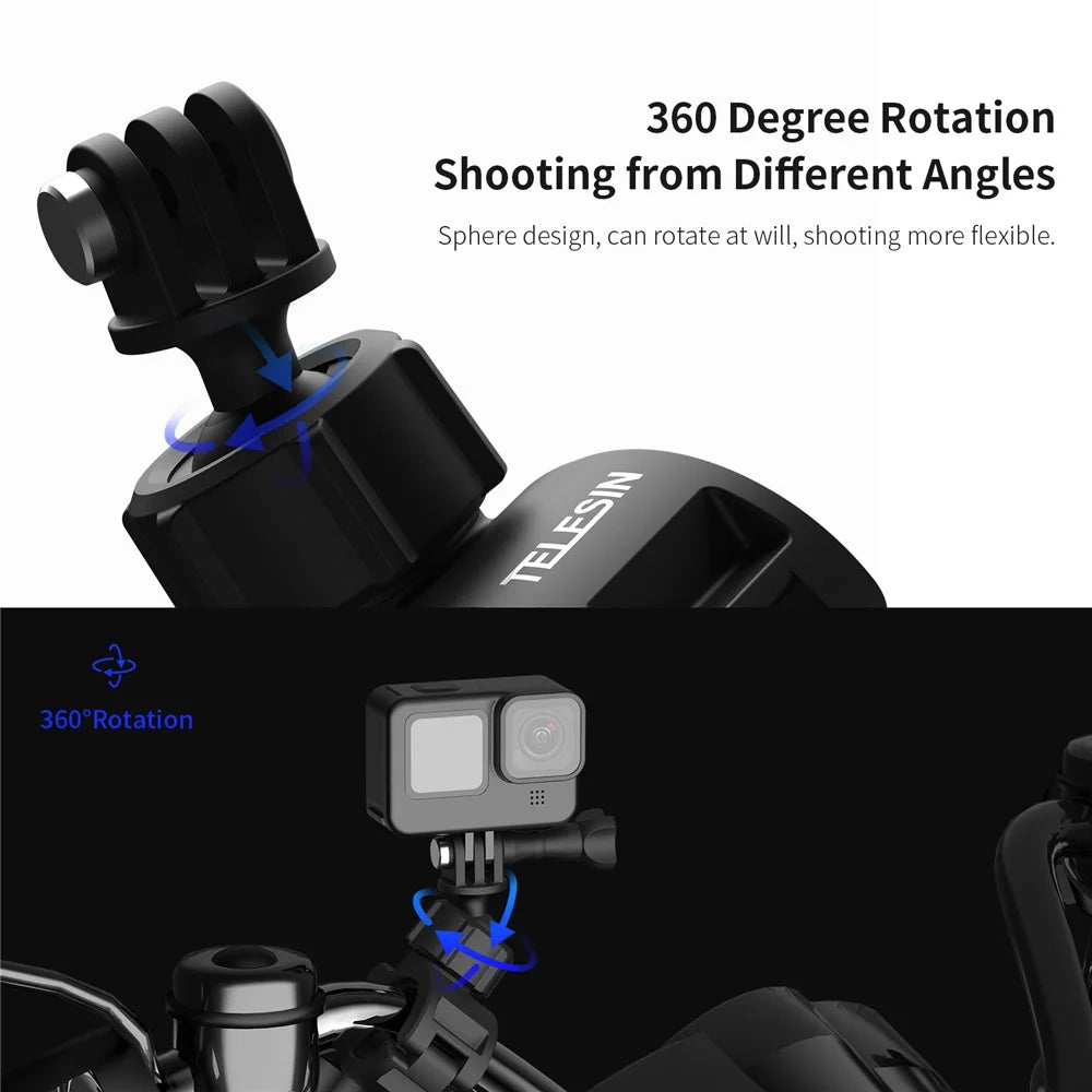 TELESIN DJ-HBM-001 360° Rotation Holder Bike Bicycle Motorcycle Handlebar Mount for GoPro Insta360 Osmo Action Mobile Phone - 5