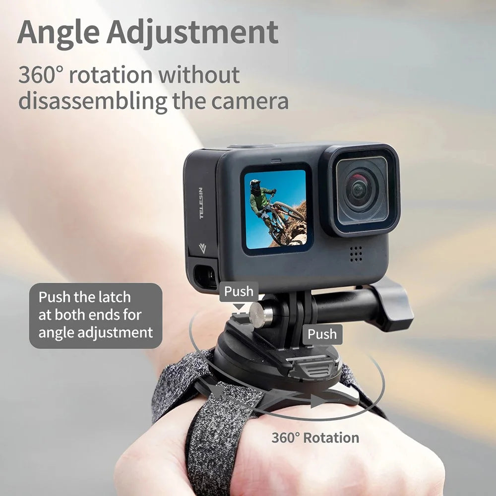 TELESIN GP-WFS-221 360 Degrees Rotation Wrist Hand Strap Camera Holder Mount Band for GoPro Hero 9 / 10 / 11 Action Camera - 2