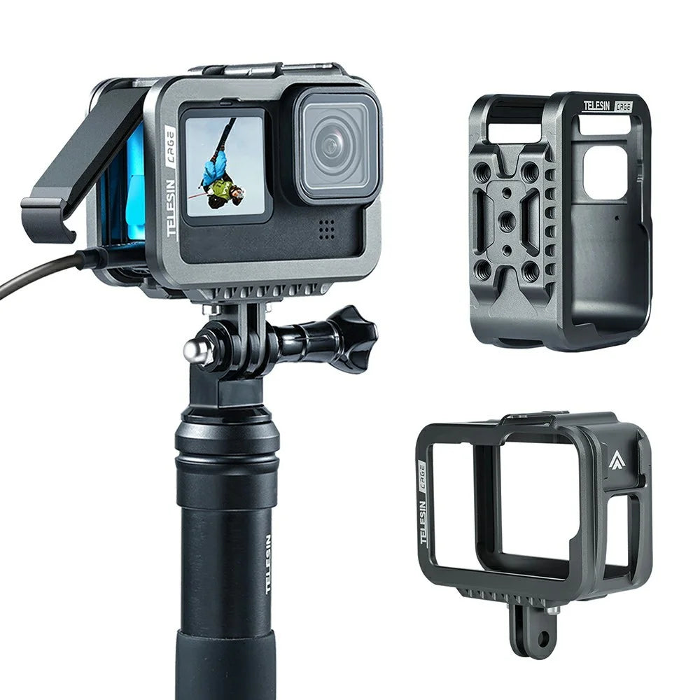 TELESIN GP-FMS-901 Camera Protective Frame Anti-drop Metal Housing Case for GoPro Hero 9 / 10 / 11 - 1