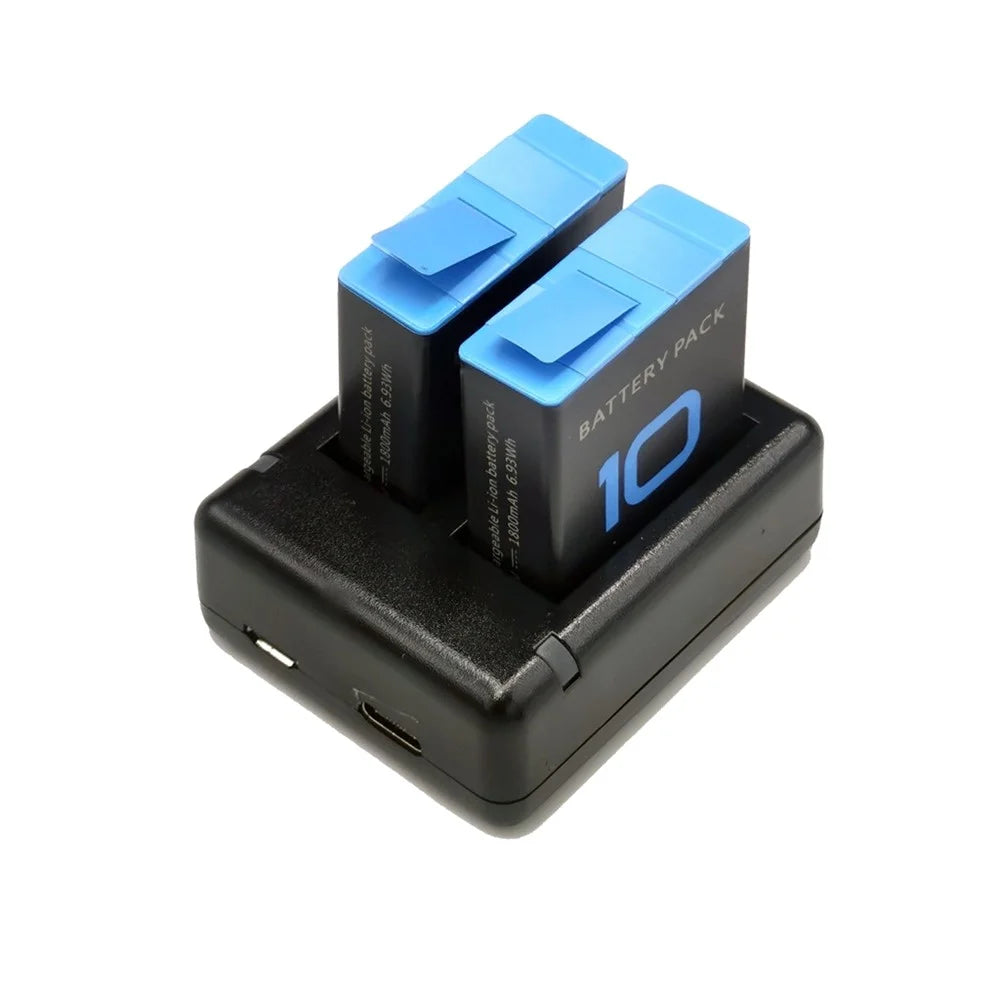 AT1278 Dual Battery Charger Charging Dock Station with LED Indicator for GoPro Hero 9/10 - 5