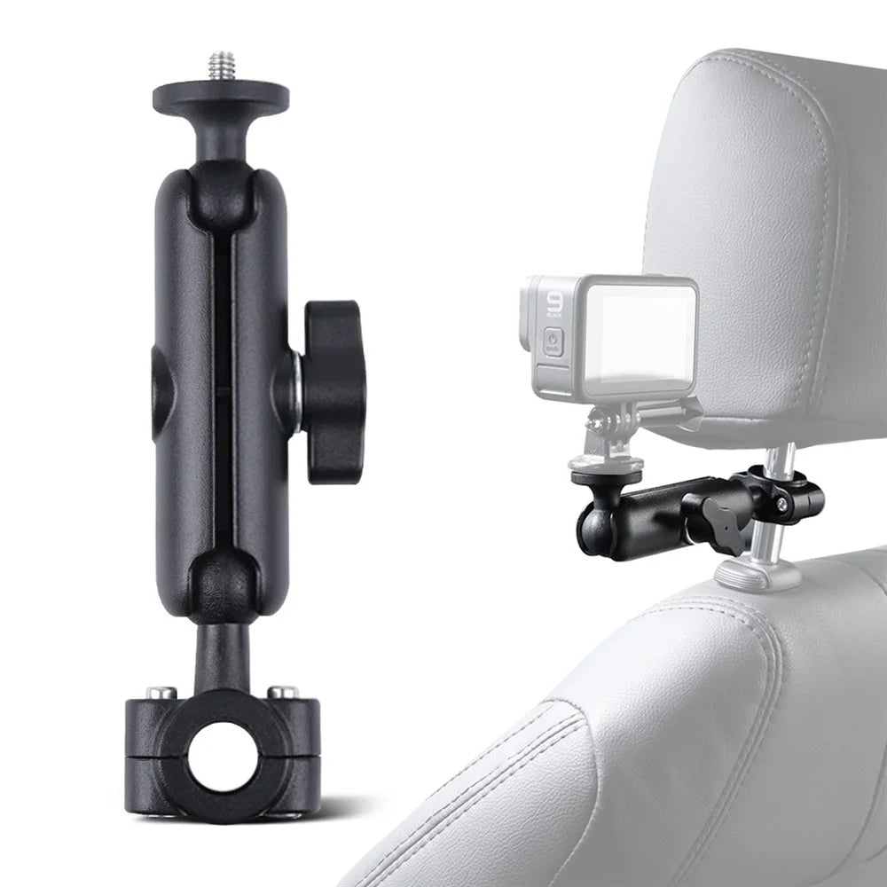 AT1238 9.5cm Car Headrest Camera Holder Screw Adapter Phone Clip Fixing Strap Set Motorcycle Rearview Mirror Camera Mount Bracket - 1