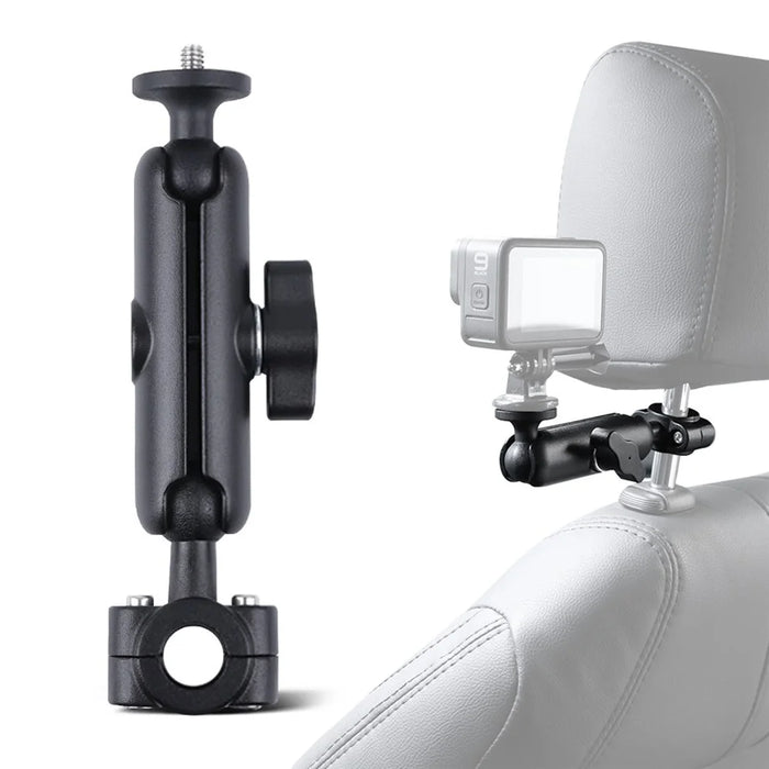 AT1238 9.5cm Car Headrest Camera Holder Screw Adapter Phone Clip Fixing Strap Set Motorcycle Rearview Mirror Camera Mount Bracket - 1