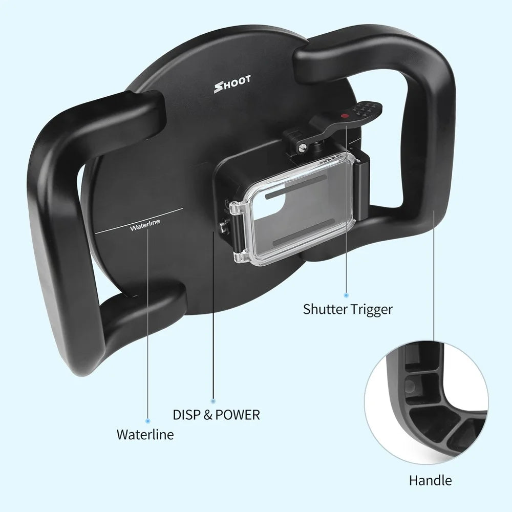 SHOOT XTGP559 Dual Handle Waterproof Housing  Dome Port Protective Case for GoPro Hero 9/10 - 5
