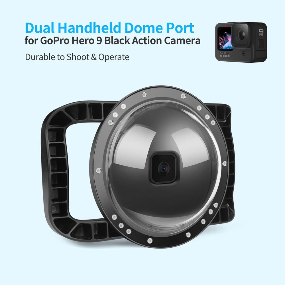 SHOOT XTGP559 Dual Handle Waterproof Housing  Dome Port Protective Case for GoPro Hero 9/10 - 7