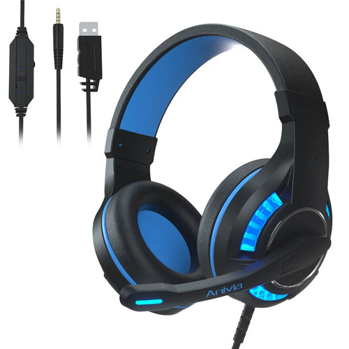 ANIVIA MH603 Head-mounted USB+3.5mm Wired Stereo Sound E-sports Headphone Computer Gaming Headset with Adjustable Angle Mic - 1