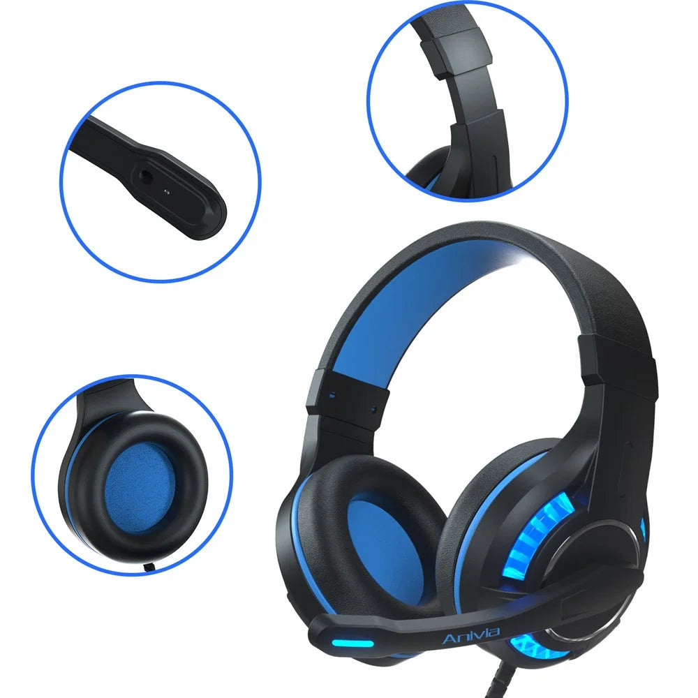 ANIVIA MH603 Head-mounted USB+3.5mm Wired Stereo Sound E-sports Headphone Computer Gaming Headset with Adjustable Angle Mic - 4