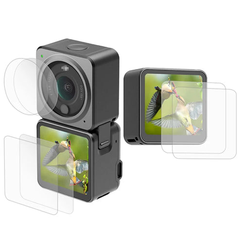 [Dual Screen Version] 2 Set AGDY04 High Definition Tempered Glass Camera Lens Screen Protective Film for DJI Action 2 - 1