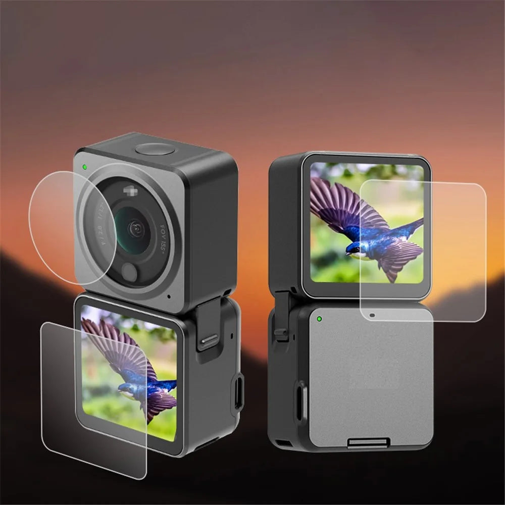 [Dual Screen Version] 2 Set AGDY04 High Definition Tempered Glass Camera Lens Screen Protective Film for DJI Action 2 - 2