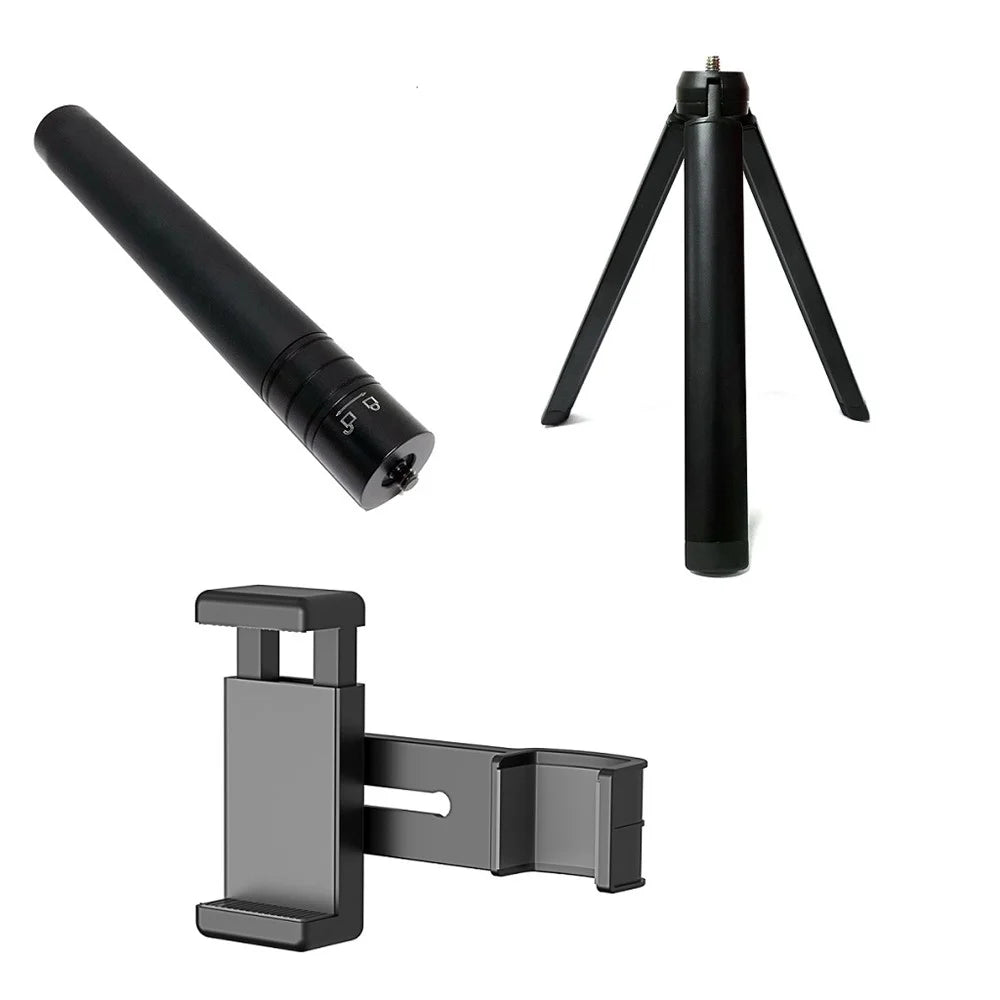 AGDY32 Portable Shooting Accessory PC Phone Clip + Camera Holder + Aluminum Alloy Tripod + Selfie Stick Extension with 1/4 Interface for DJI Osmo Pocket 1/2 - 3