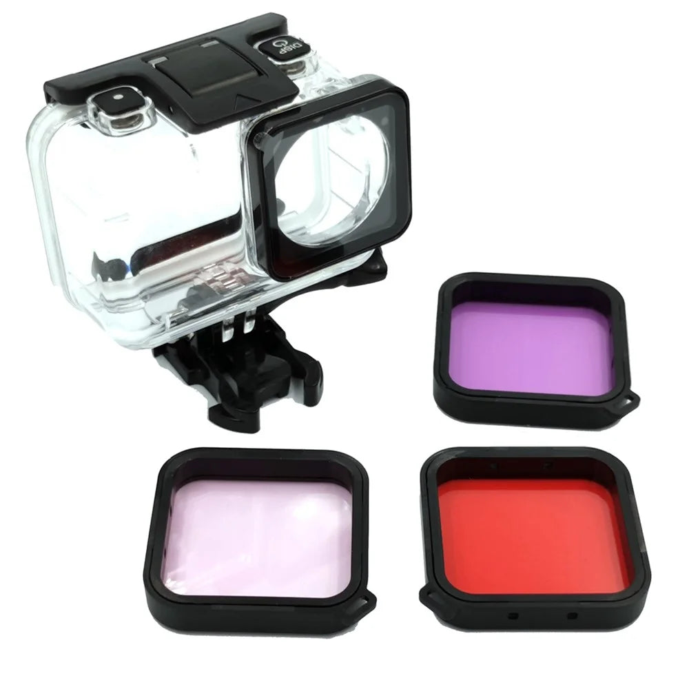 AGDY38 3Pcs/Set Red Pink Purple Lens Filters for DJI Osmo Action Camera Square Mouth Style Waterproof Diving Case Shell - 1