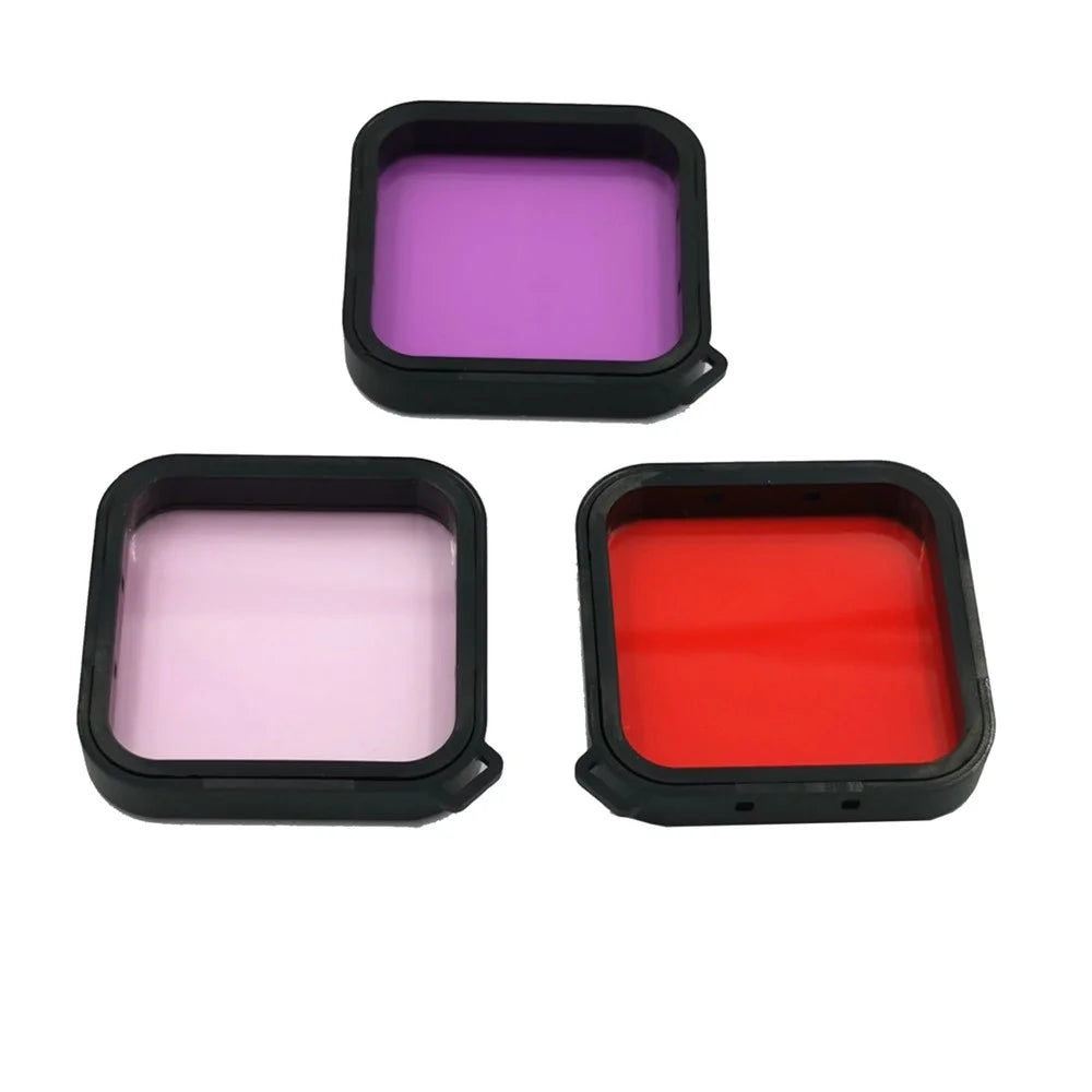 AGDY38 3Pcs/Set Red Pink Purple Lens Filters for DJI Osmo Action Camera Square Mouth Style Waterproof Diving Case Shell - 2