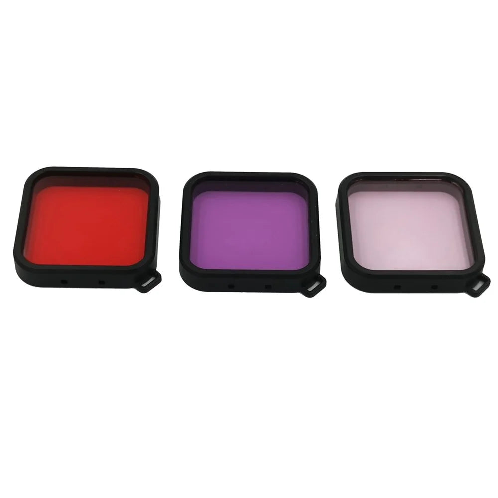 AGDY38 3Pcs/Set Red Pink Purple Lens Filters for DJI Osmo Action Camera Square Mouth Style Waterproof Diving Case Shell - 3