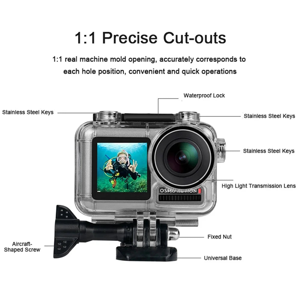 AGDY35 Waterproof Case Diving Protective Housing Shell Camera Accessories for DJI Osmo Action - 6