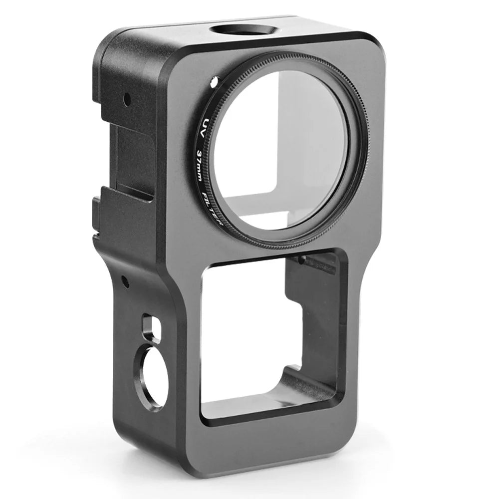 AGDY47 Aluminum Alloy Protective Metal Case Frame Cage + UV Lens Filter for DJI Action 2 Camera Accessories - Black - 1